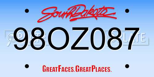 98OZ087 South Dakota License Plate