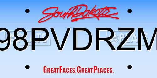 98PVDRZM South Dakota License Plate