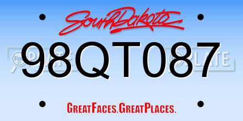 98QT087 South Dakota License Plate