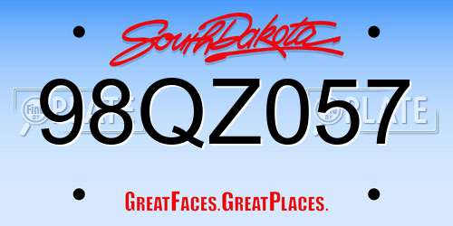 98QZ057 South Dakota License Plate