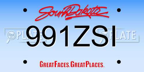991ZSI South Dakota License Plate