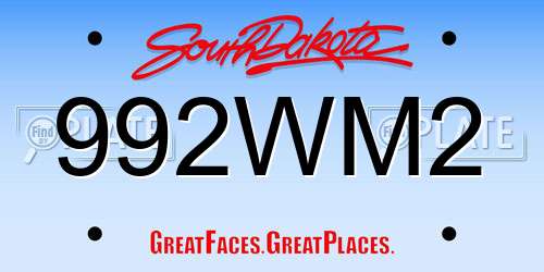 992WM2 South Dakota License Plate