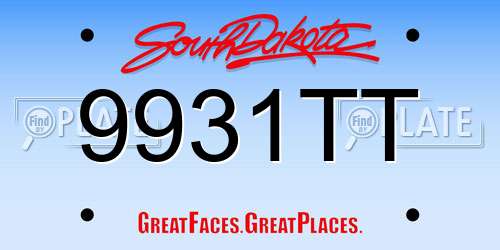 9931TT South Dakota License Plate