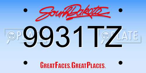9931TZ South Dakota License Plate