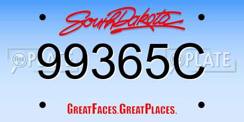 99365C South Dakota License Plate