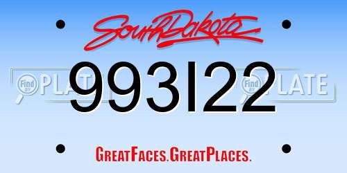 993I22 South Dakota License Plate