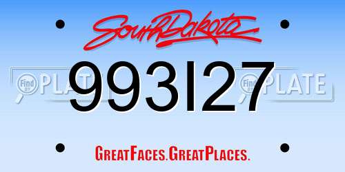993I27 South Dakota License Plate