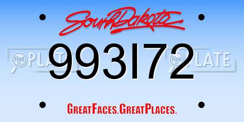 993I72 South Dakota License Plate