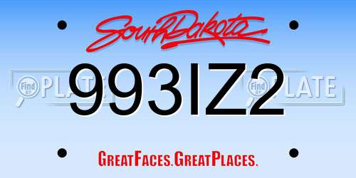 993IZ2 South Dakota License Plate