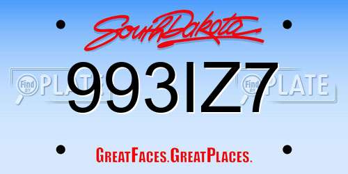 993IZ7 South Dakota License Plate