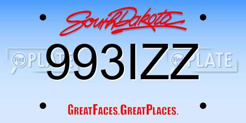 993IZZ South Dakota License Plate