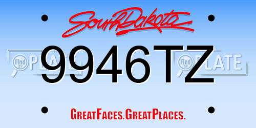 9946TZ South Dakota License Plate
