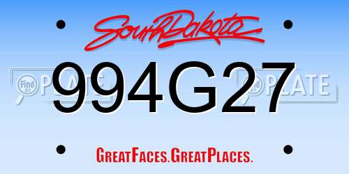 994G27 South Dakota License Plate