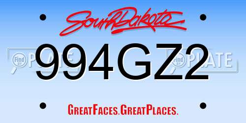 994GZ2 South Dakota License Plate