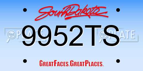 9952TS South Dakota License Plate