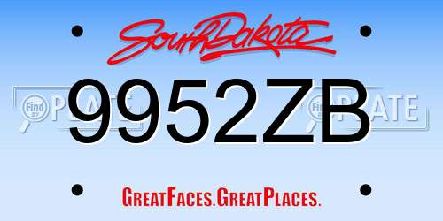 9952ZB South Dakota License Plate
