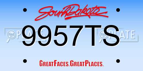 9957TS South Dakota License Plate