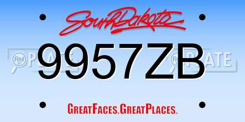 9957ZB South Dakota License Plate