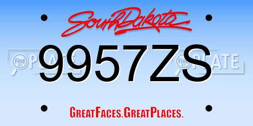 9957ZS South Dakota License Plate