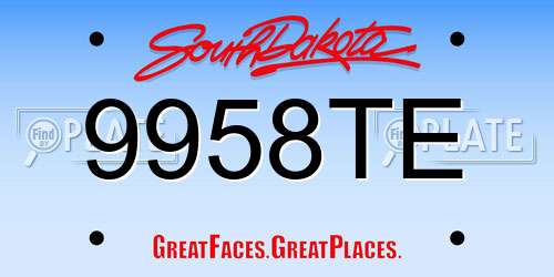 9958TE South Dakota License Plate