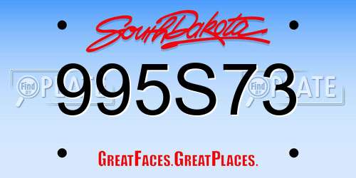995S73 South Dakota License Plate