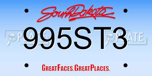 995ST3 South Dakota License Plate