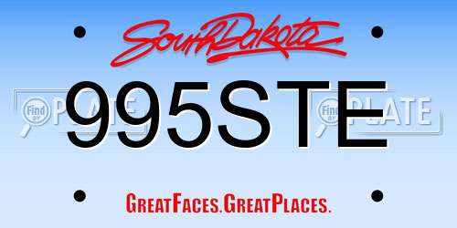 995STE South Dakota License Plate