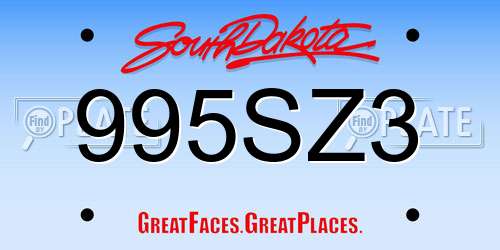 995SZ3 South Dakota License Plate