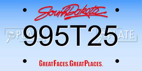 995T25 South Dakota License Plate