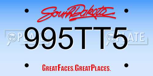 995TT5 South Dakota License Plate