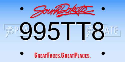 995TT8 South Dakota License Plate