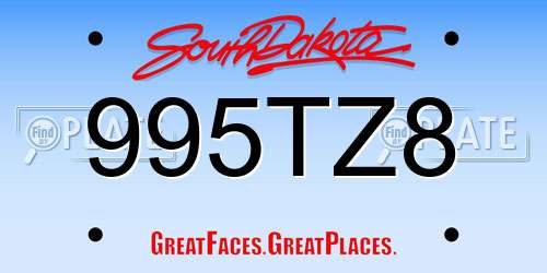995TZ8 South Dakota License Plate