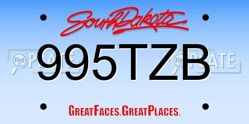 995TZB South Dakota License Plate
