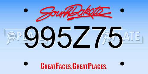 995Z75 South Dakota License Plate
