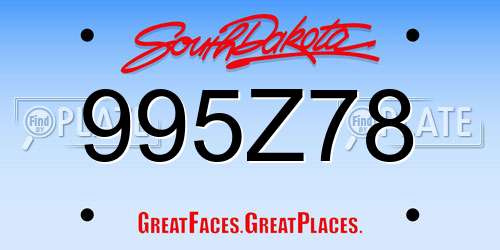 995Z78 South Dakota License Plate