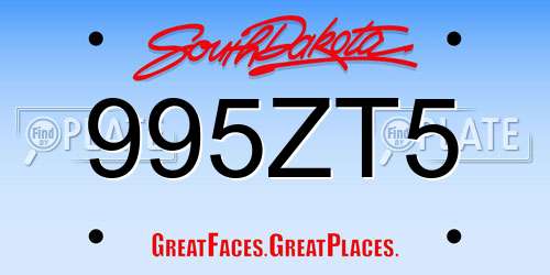 995ZT5 South Dakota License Plate