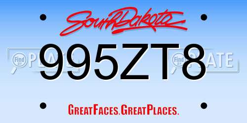 995ZT8 South Dakota License Plate