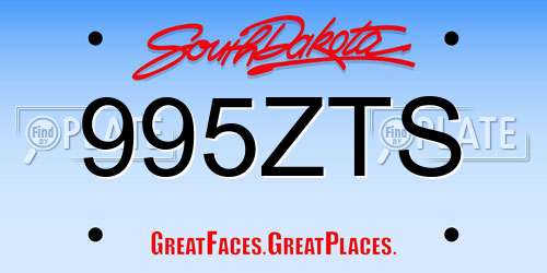 995ZTS South Dakota License Plate