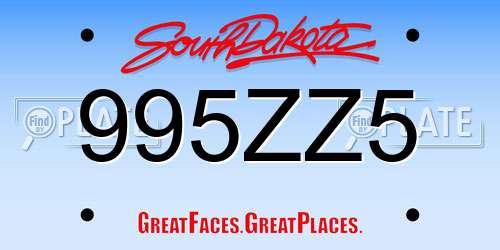 995ZZ5 South Dakota License Plate