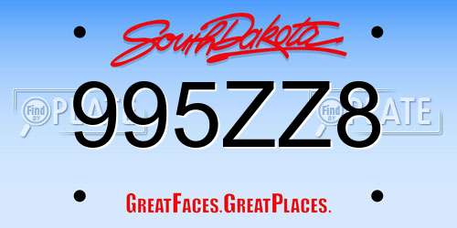 995ZZ8 South Dakota License Plate