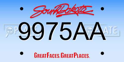 9975AA South Dakota License Plate