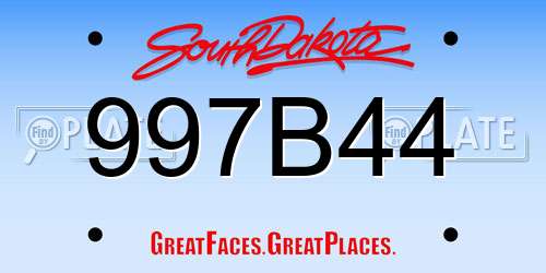 997B44 South Dakota License Plate