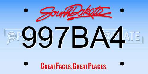 997BA4 South Dakota License Plate