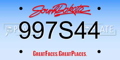 997S44 South Dakota License Plate