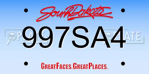 997SA4 South Dakota License Plate