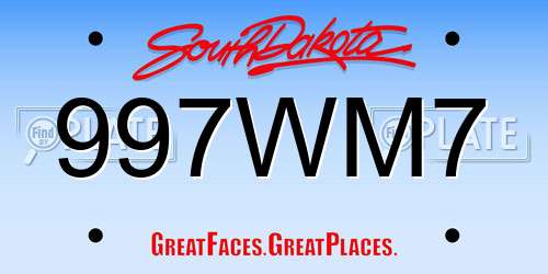 997WM7 South Dakota License Plate