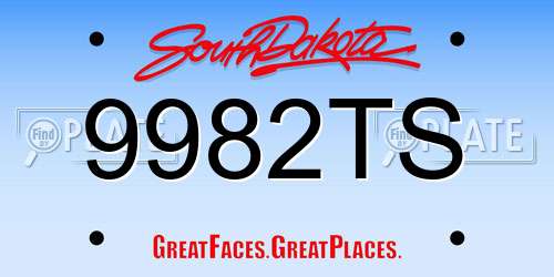 9982TS South Dakota License Plate