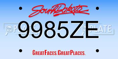 9985ZE South Dakota License Plate