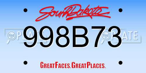 998B73 South Dakota License Plate