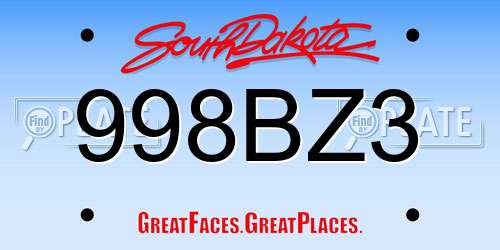 998BZ3 South Dakota License Plate